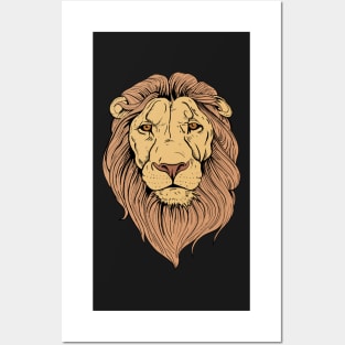 Lion Head with brown fur, majestic face and mane Posters and Art